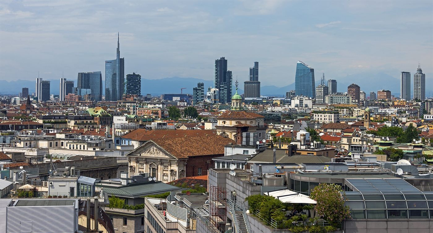 Milan skyline seen from the roof of the Duomo